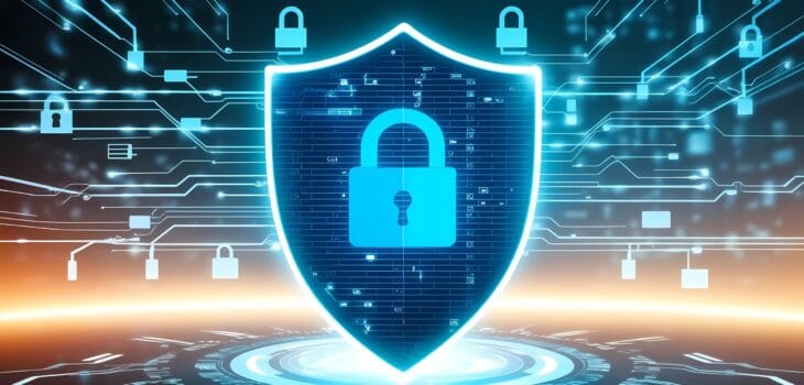 Free ai generated cybersecurity digital shield illustration