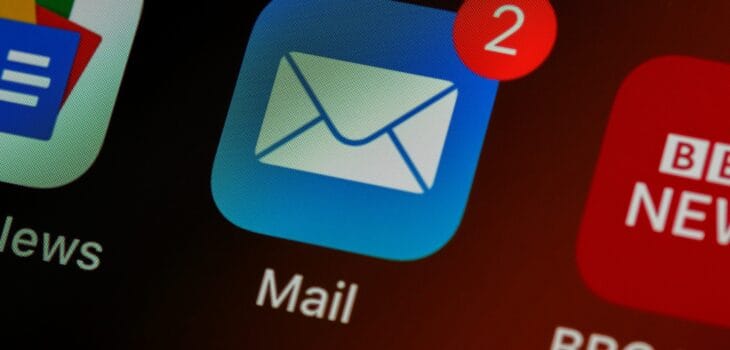 closeup of mail app icon on phone