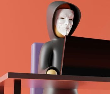 hacker typing on a laptop lego style